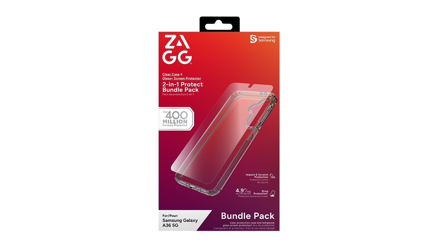 Zagg Essential Glass & Case Bundle for Samsung Galaxy A36 - Clear (100618107)