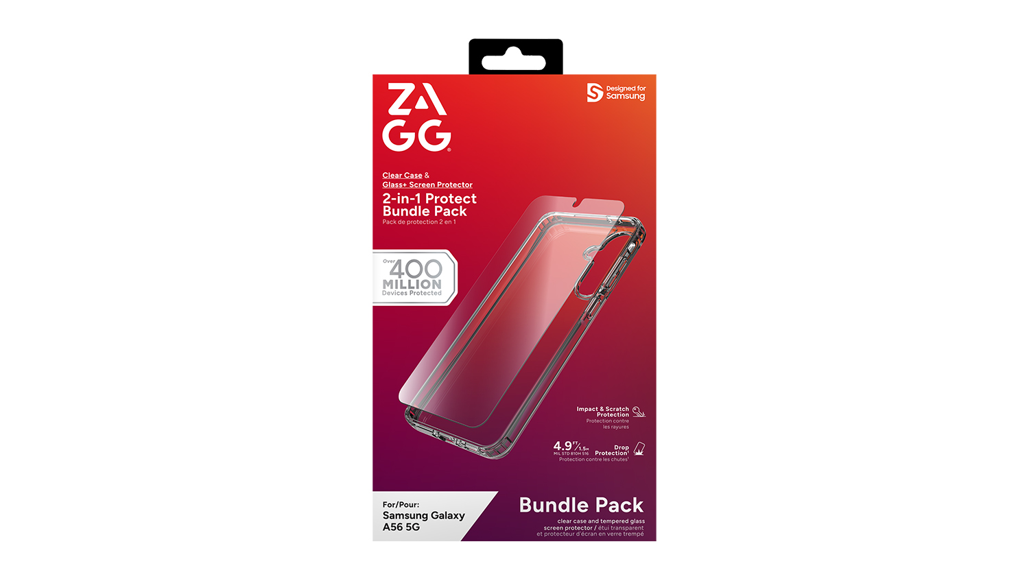 Zagg Essential Glass & Case Bundle for Samsung Galaxy A56 - Clear (100618108)