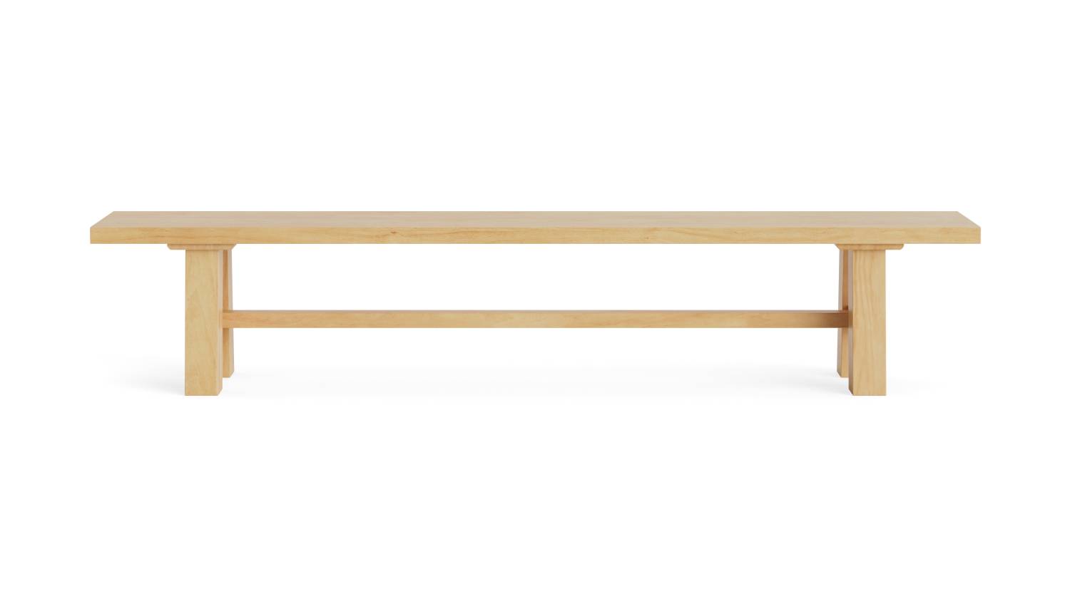 Rectangular timber bench seat in light oak finish