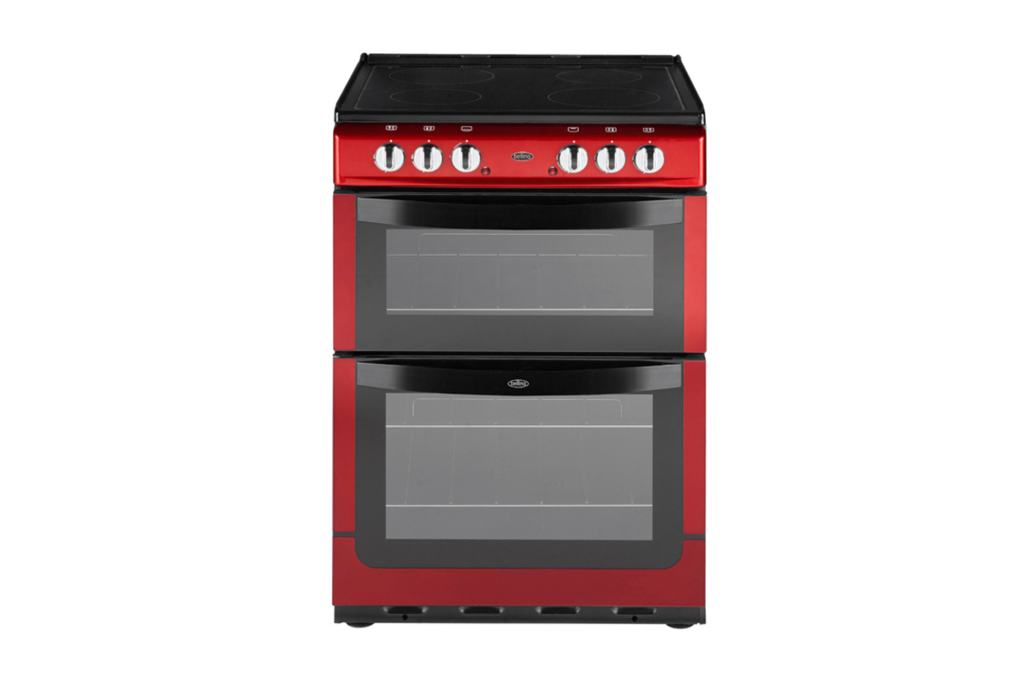 Belling 60cm Double Oven with Ceramic Cooktop Red Harvey Norman New