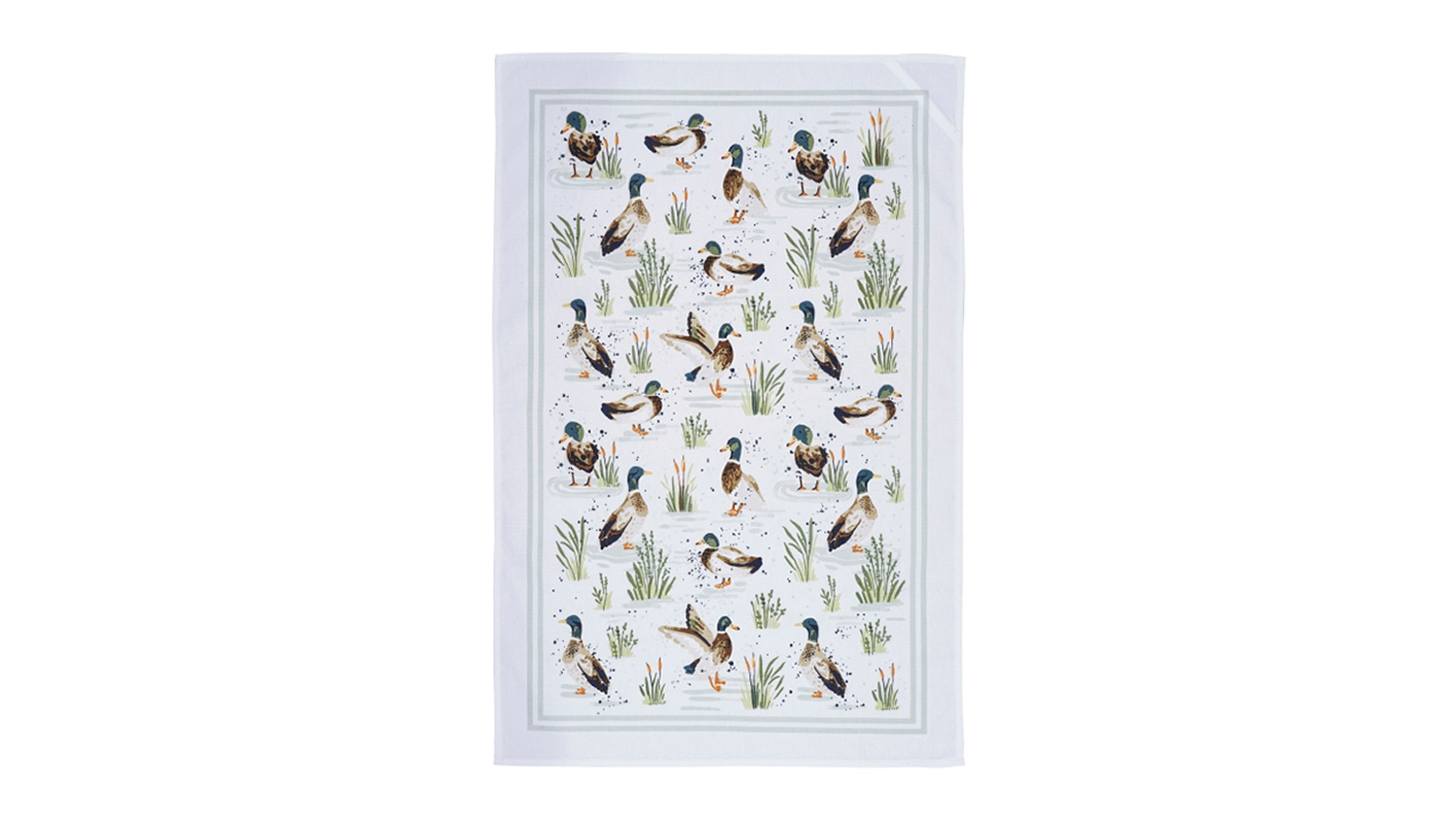 An Ulster Weavers cotton tea towel with a farmhouse ducks pattern