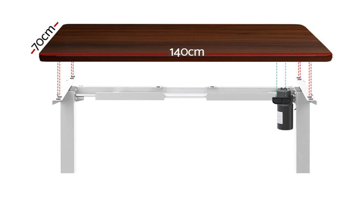 Artiss Adjustable Motorised Standing Desk 140 x 70-120cm - Walnut/White