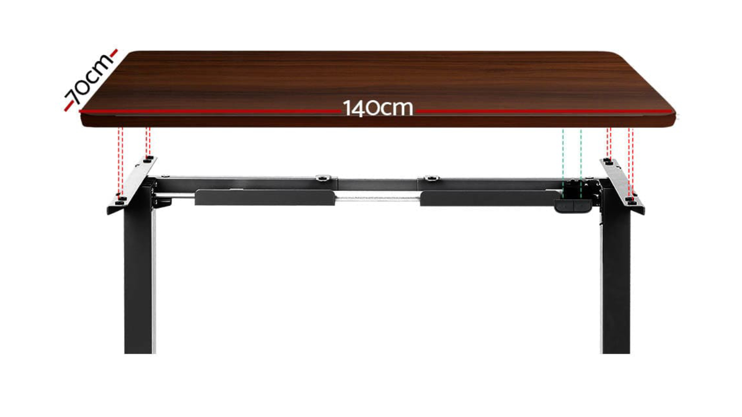 Artiss Fully Adjustable Motorised Standing Desk 140 x 69-117cm - Walnut/Black