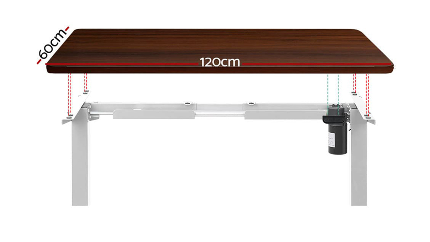 Artiss Adjustable Motorised Standing Desk 120 x 70-120cm - Walnut/White