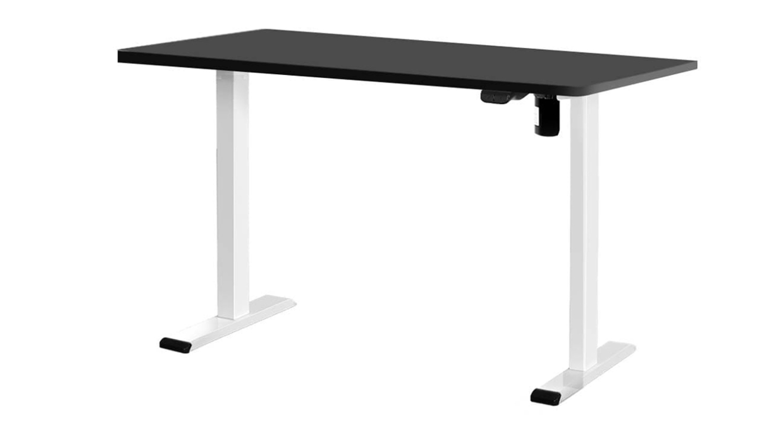 A side view of the adjustable motorised standing desk