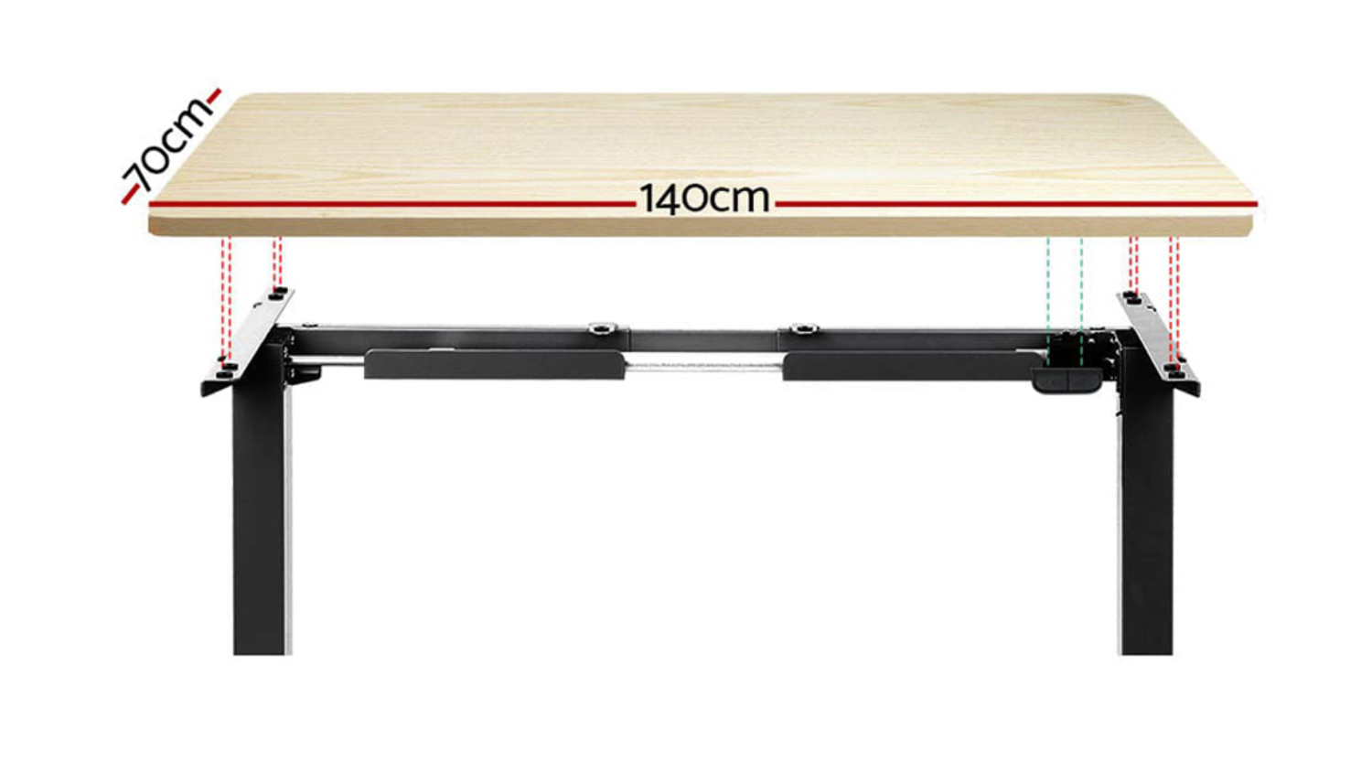 Artiss Fully Adjustable Motorised Sitting/Standing Desk 140 x 70-120cm - Oak