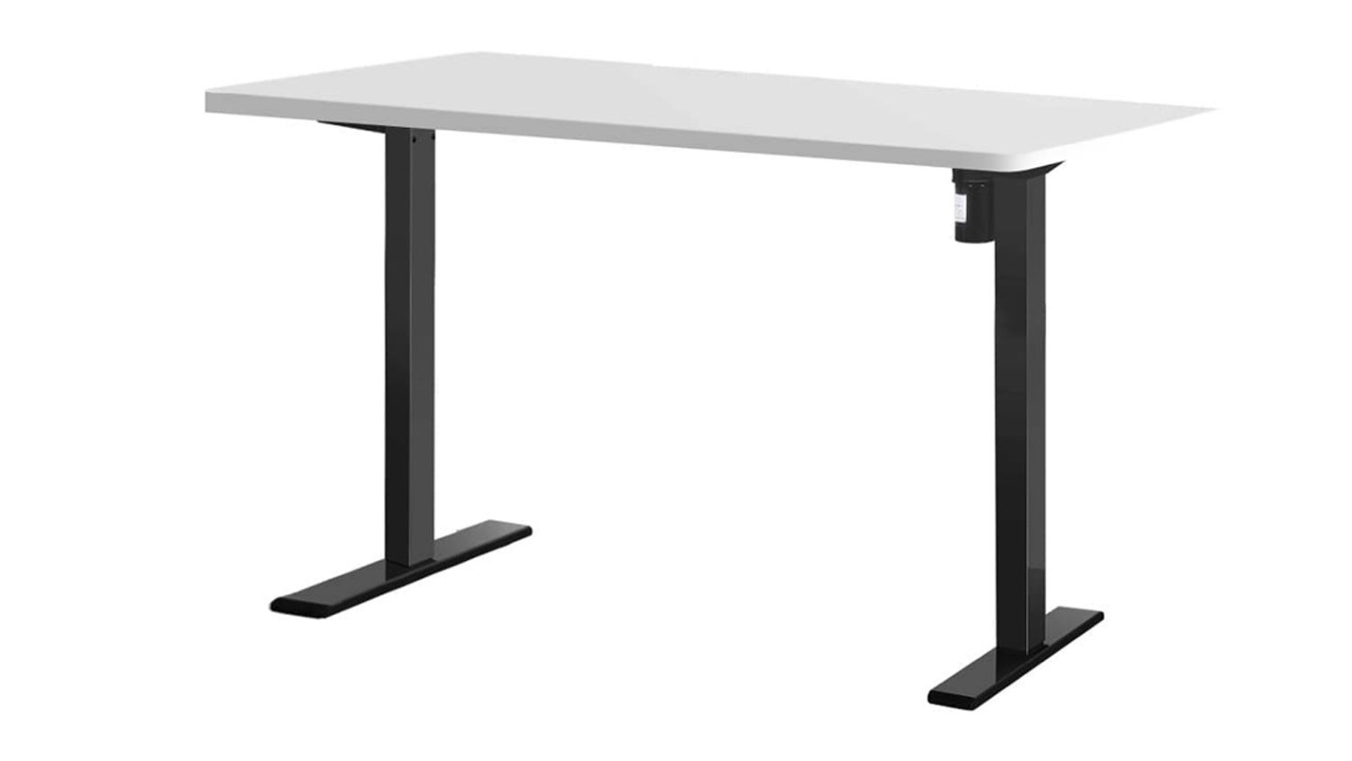 A side view of the adjustable motorised standing desk