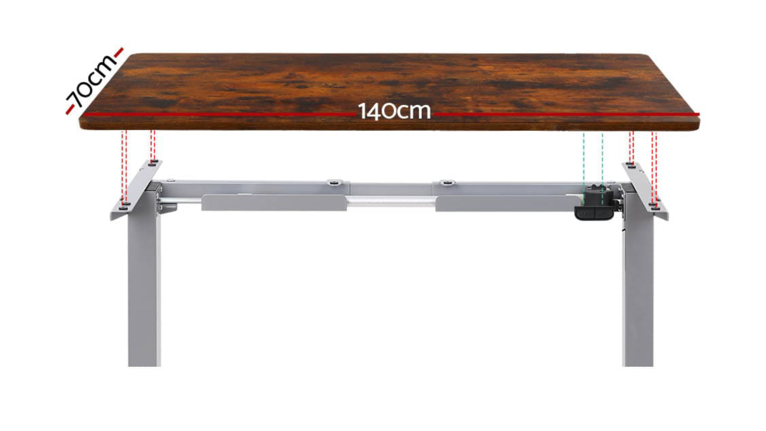 Artiss Adjustable Motorised Standing Desk 140 x 70-120cm - Walnut/Grey