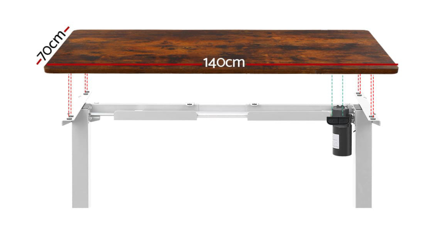 Artiss Fully Adjustable Motorised Standing Desk 140 x 70-120cm - Walnut/White