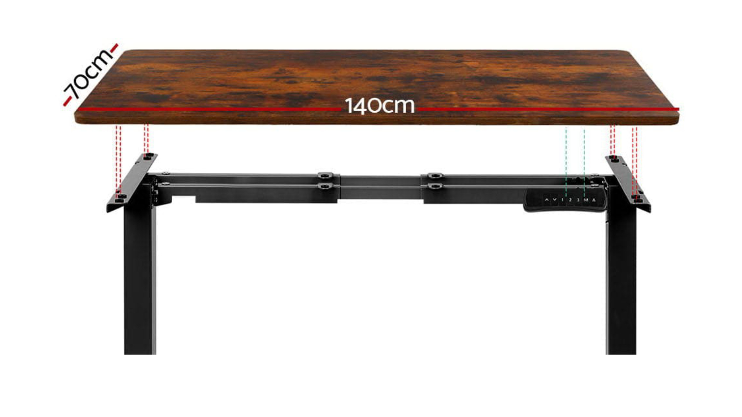 Artiss Fully Adjustable Motorised Standing Desk 140 x 70-120cm - Walnut/Black