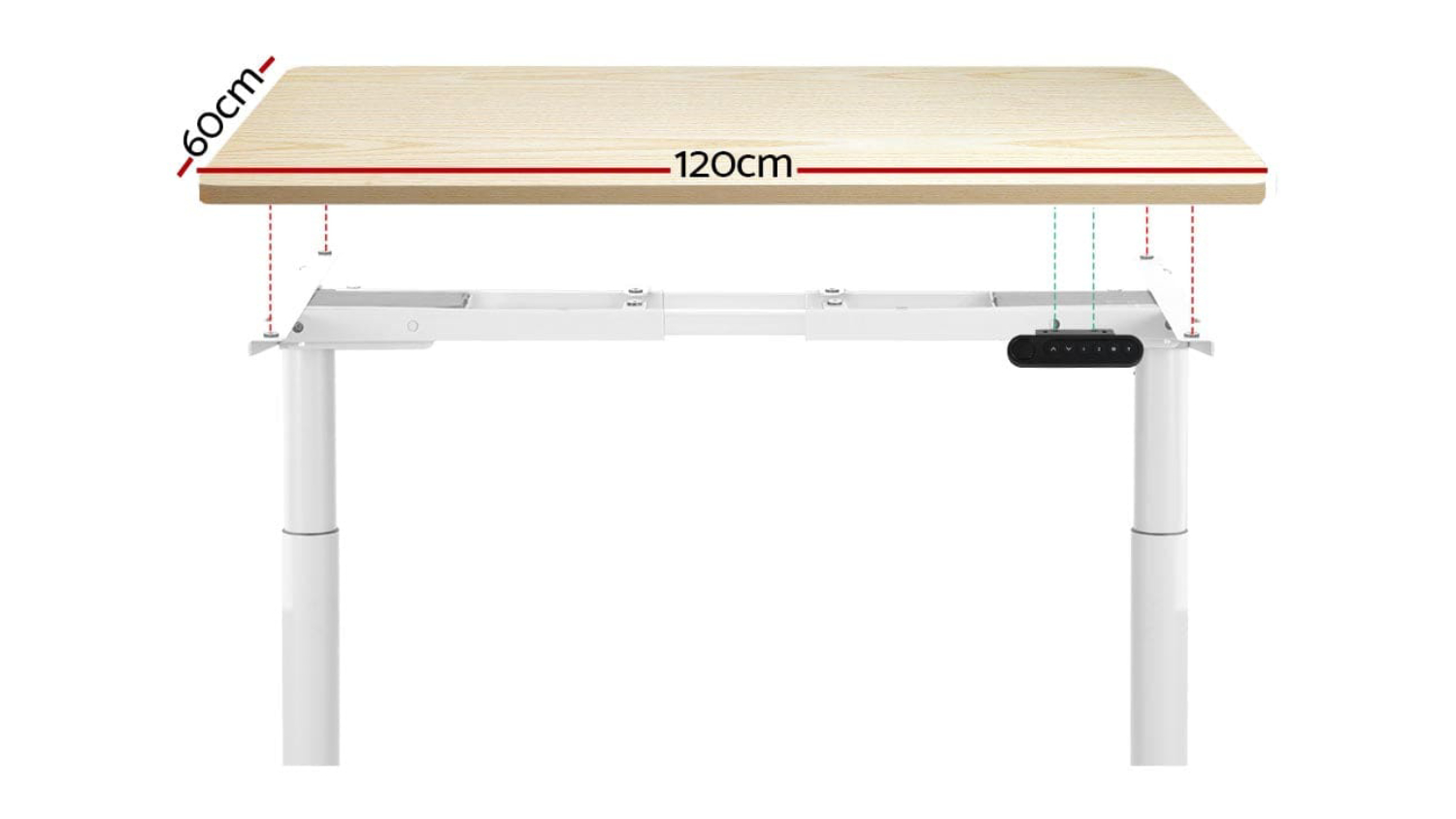 Artiss Fully Adjustable Motorised Standing Desk 120 x 69-117cm - Natural Wood/White