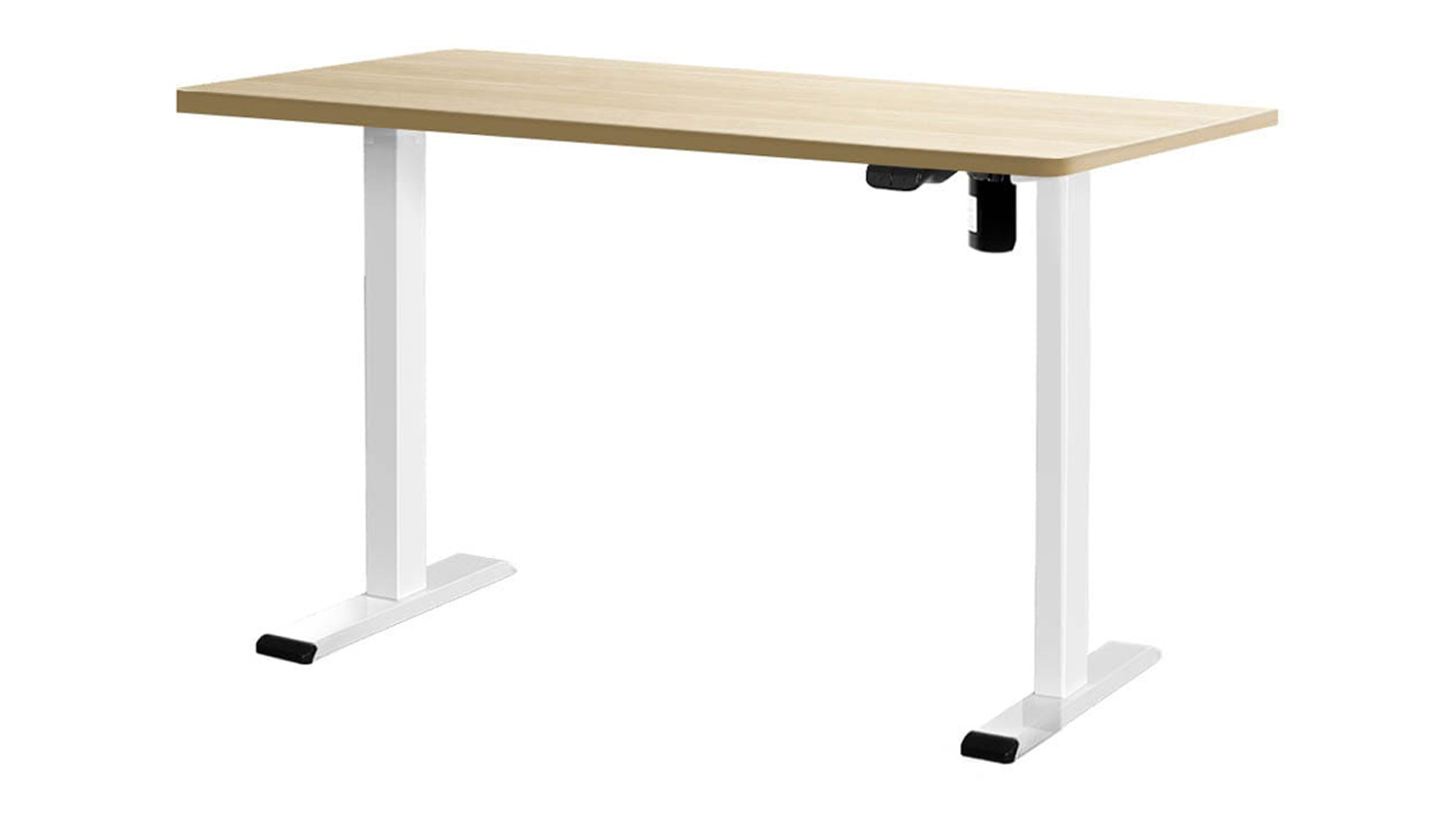 A side view of the adjustable motorised standing desk