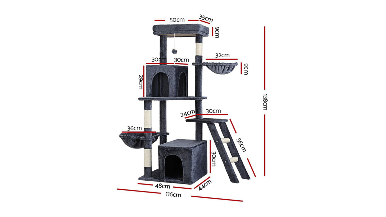 I.Pet Scratcher Tree Tower - 48cm x 44cm x 138cm
