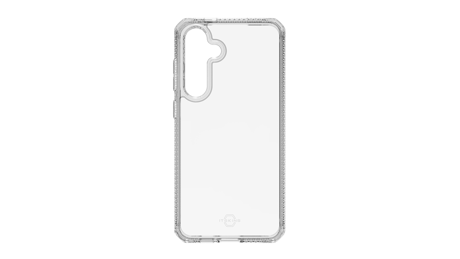 A front view of a clear ITSKINS Spectrum case for Samsung Galaxy S24 FE