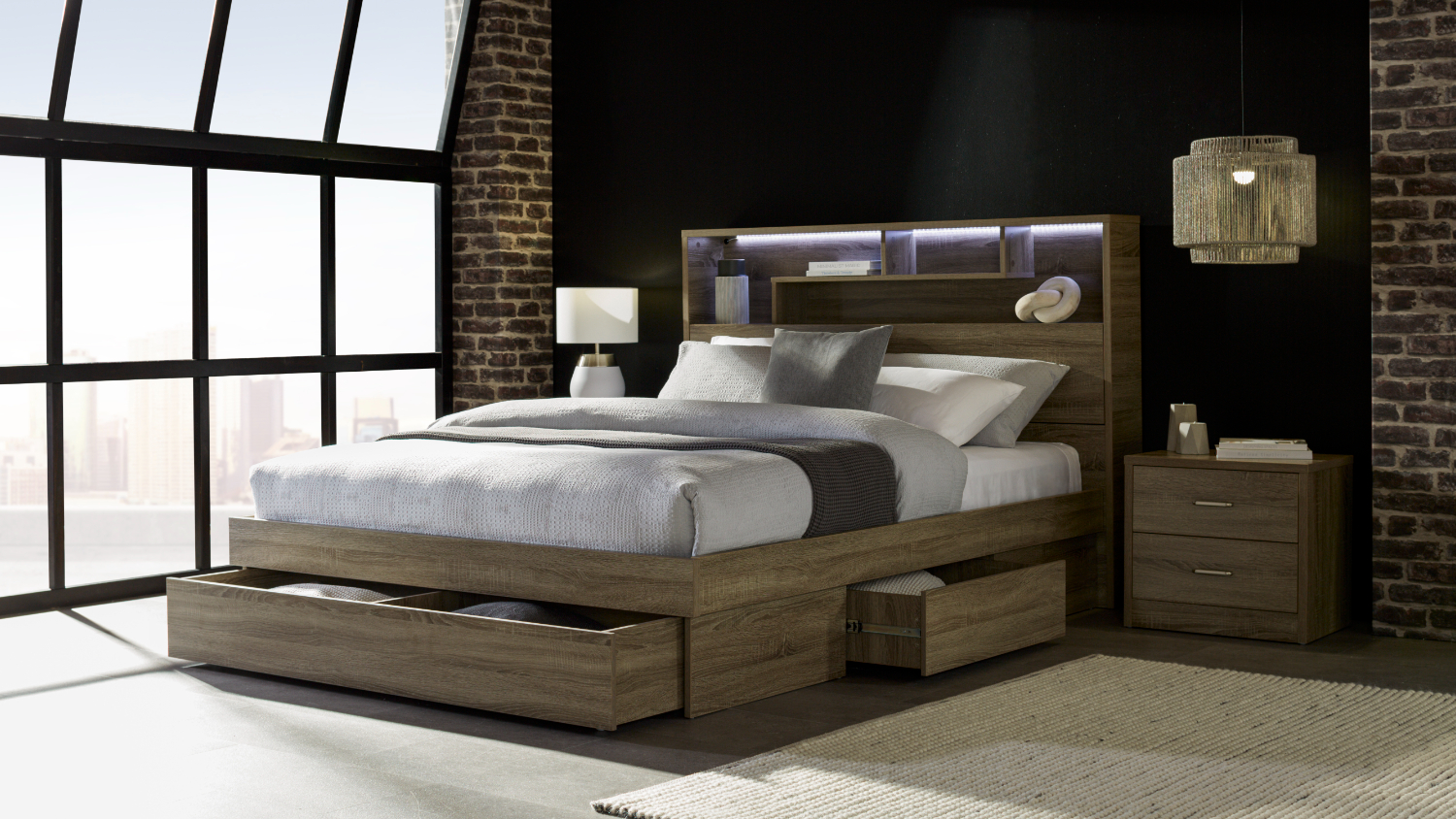 Dream Medium Queen Mattress with Edge Queen Bed Frame with 3 Drawer Base