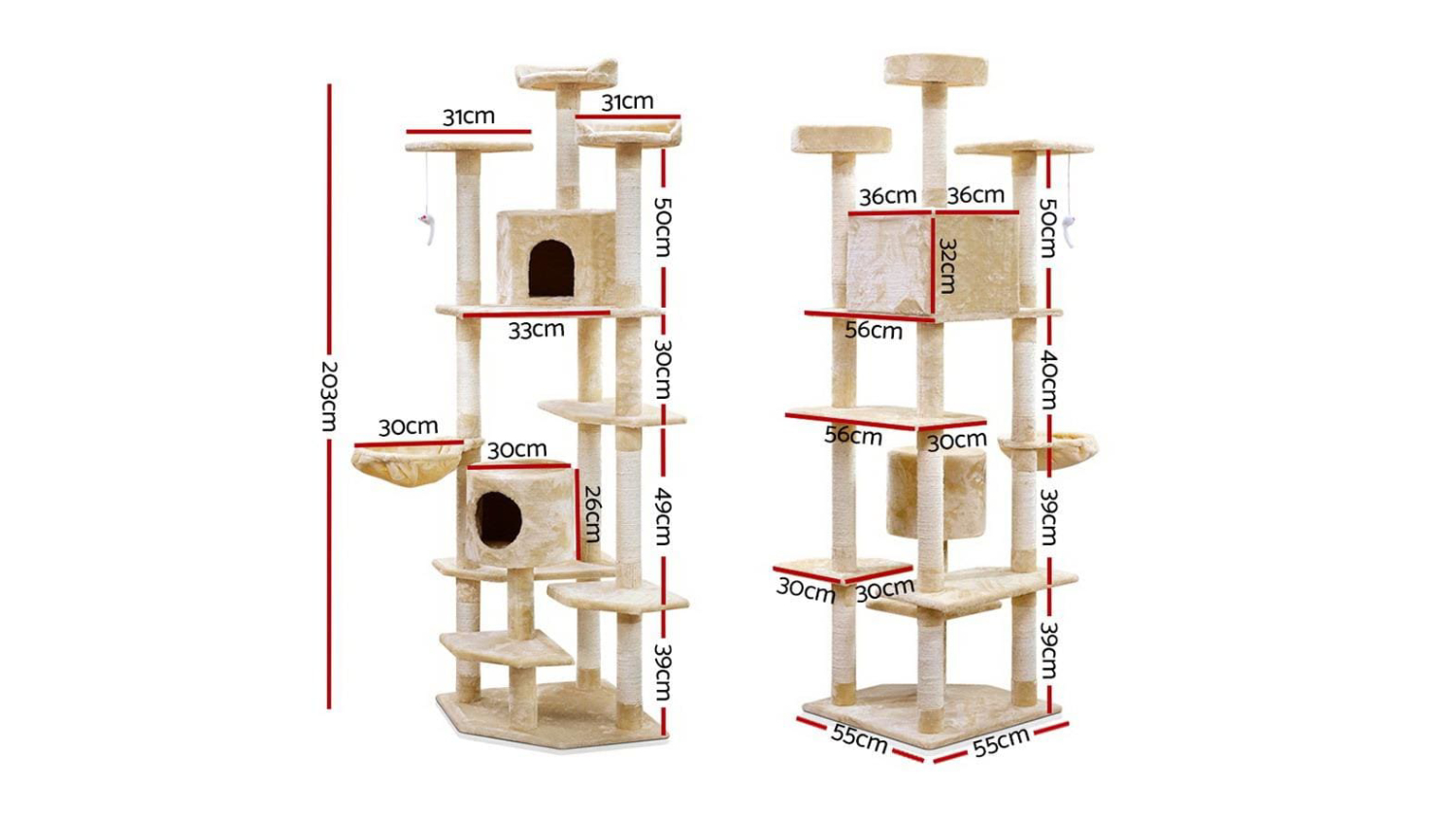 I.Pet Giant 203cm Scratching Tower - Beige