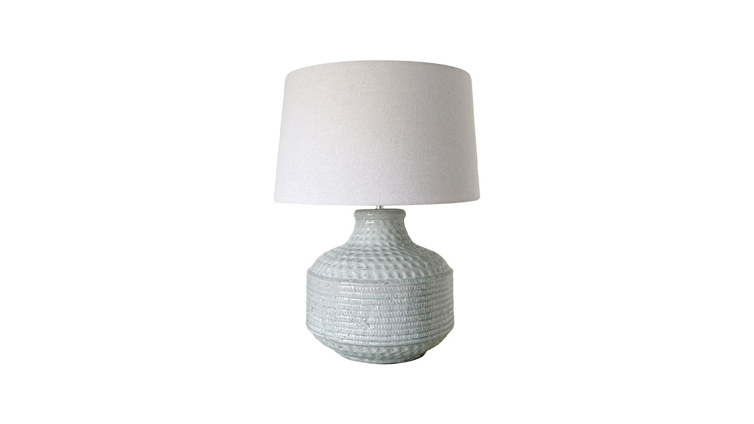 Sereia 58cm Sea Green Ceramic Table Lamp, textured ceramic base with classic white linen shade, modern and traditional.