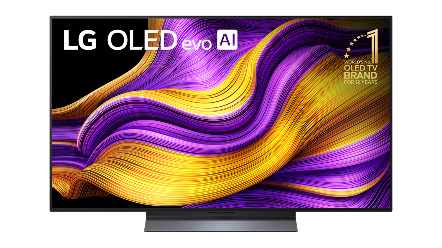 Front view of an LG 48" G5 Smart 4K OLED evo AI TV (2025) with webOS 25