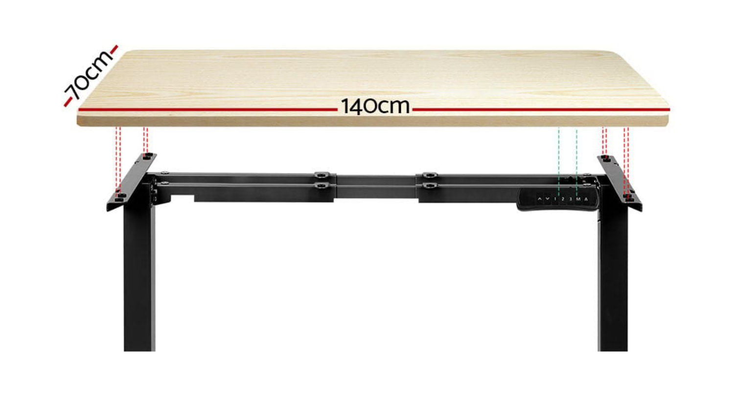 Artiss Fully Adjustable Motorised Standing Desk 140 x 70-120cm - Natural Wood/Black