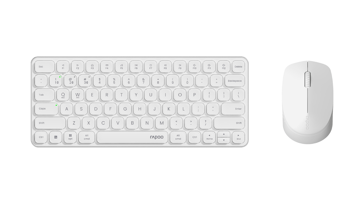 A front view of a keyboard and mouse set