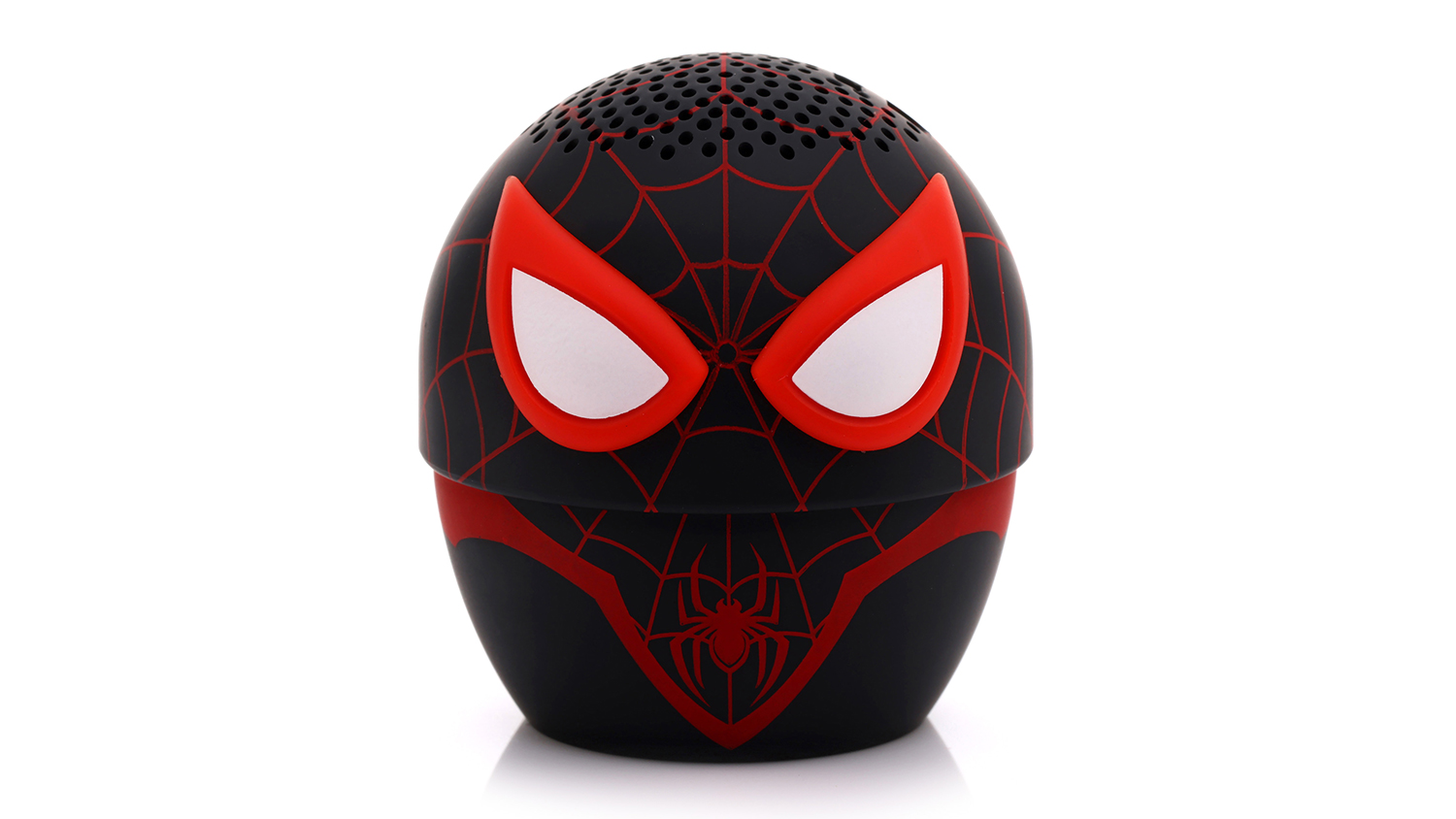A front view of the marvel miles morales bitty boomers speaker