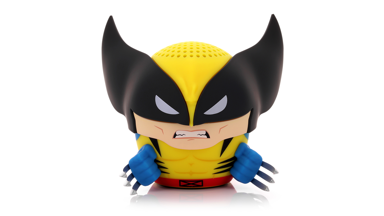 A front view of the marvel wolverine bitty boomers speaker