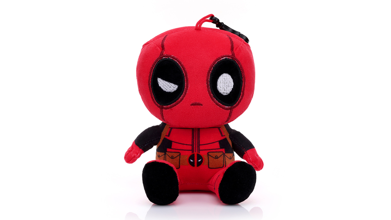 Front view of the Bitty Plush Speaker with Deadpool design