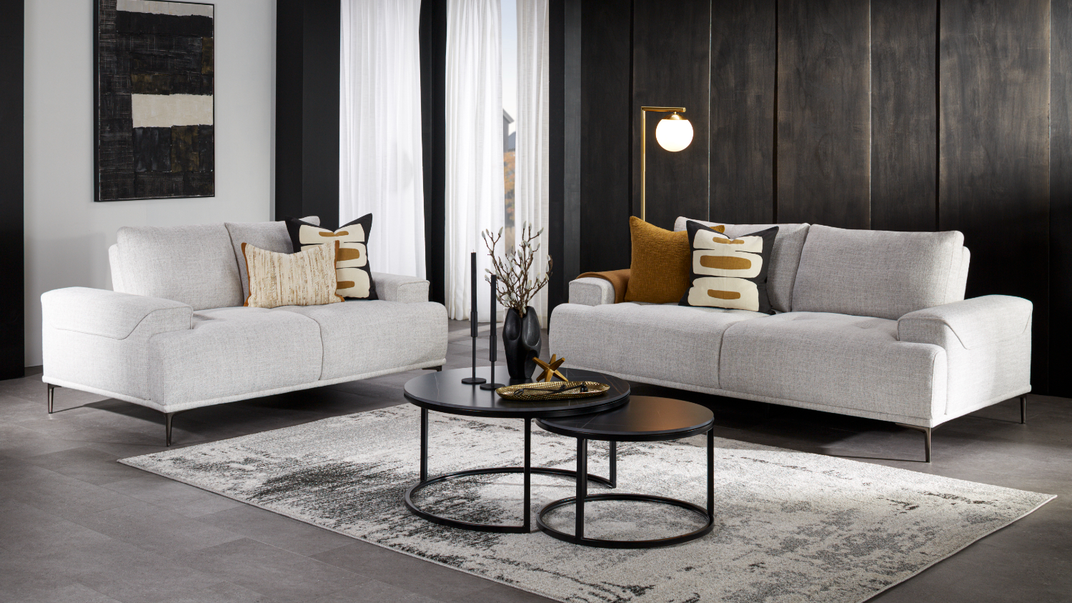 A view of the whole lounge suite in a modern living room