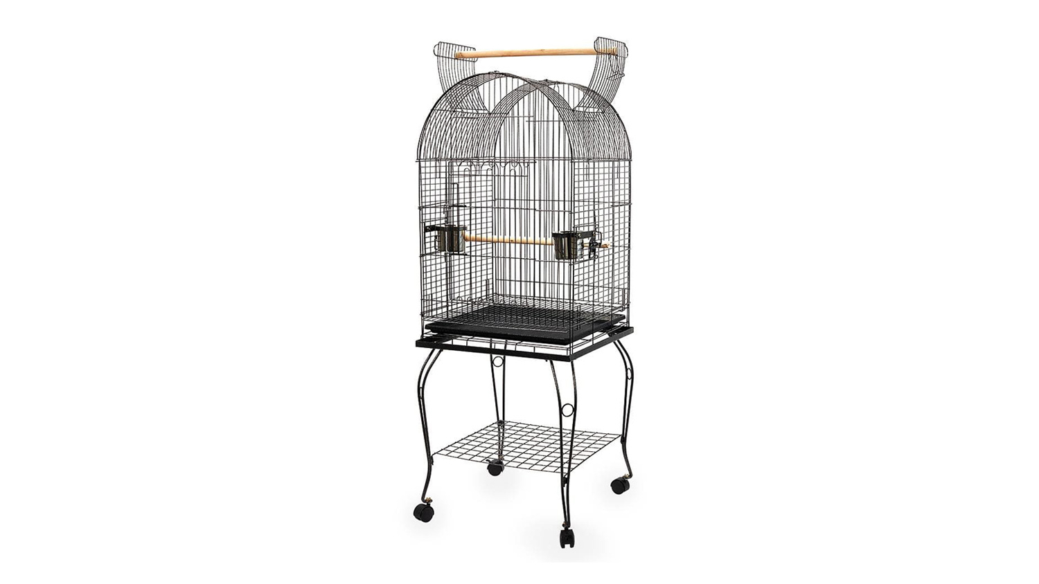 A right angle of a large bird cage