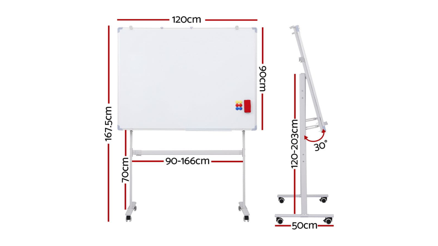 Double Sided Whiteboard with Wheels