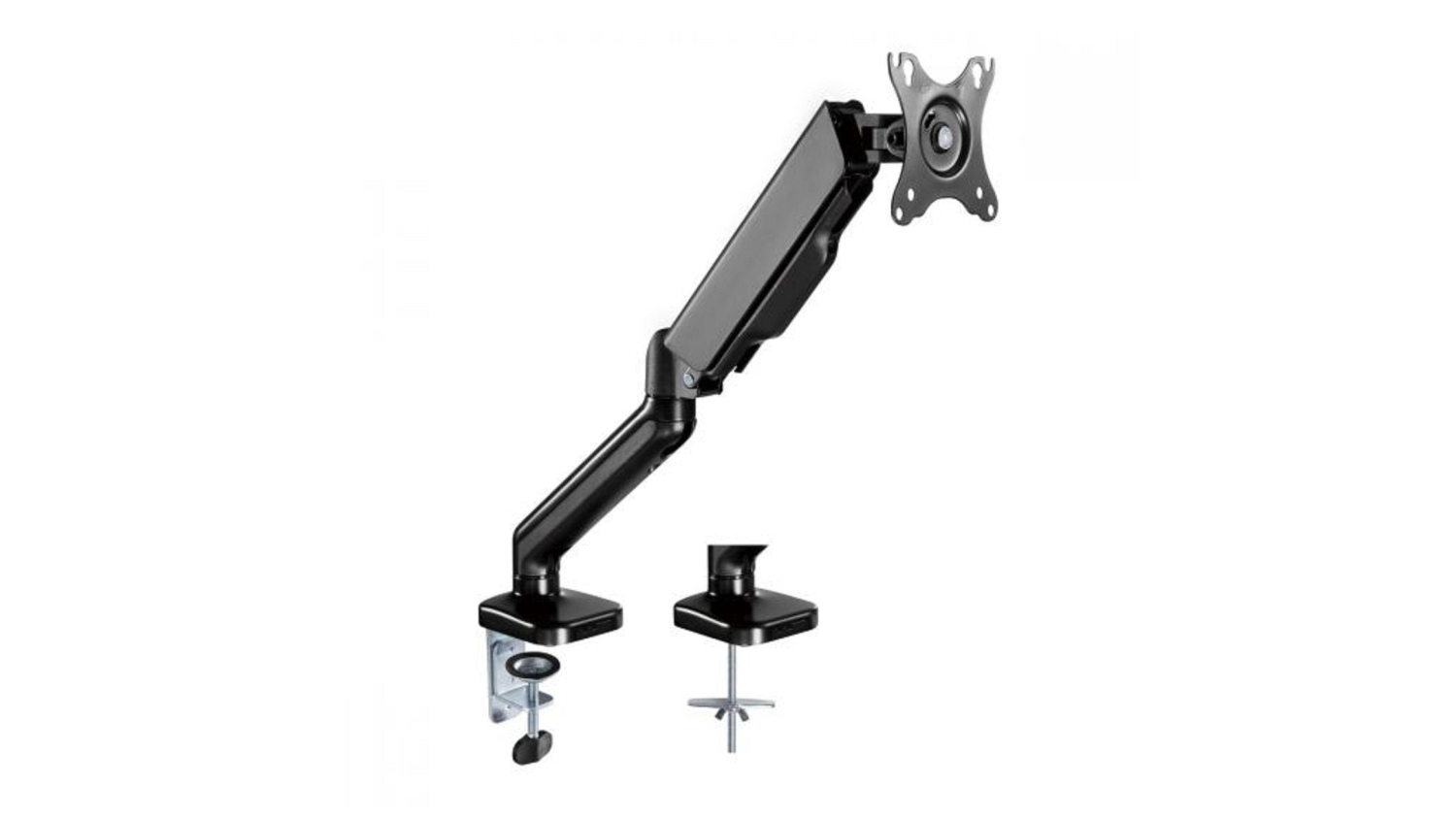 A right-angled view of a single monitor arm