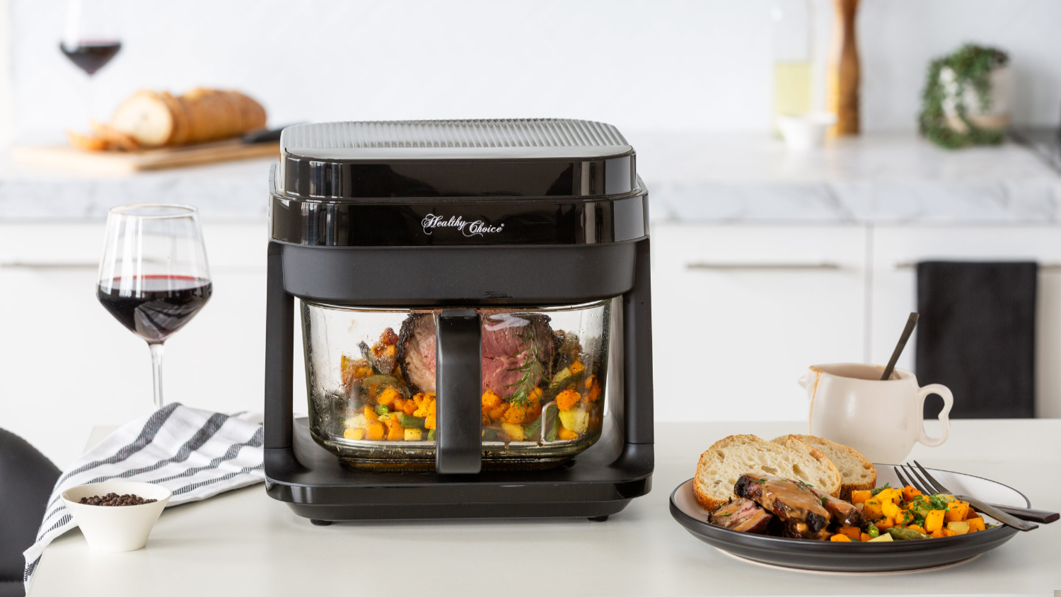 Healthy Choice Digital Glass 6.5L Air Fryer - Black (AFG605)