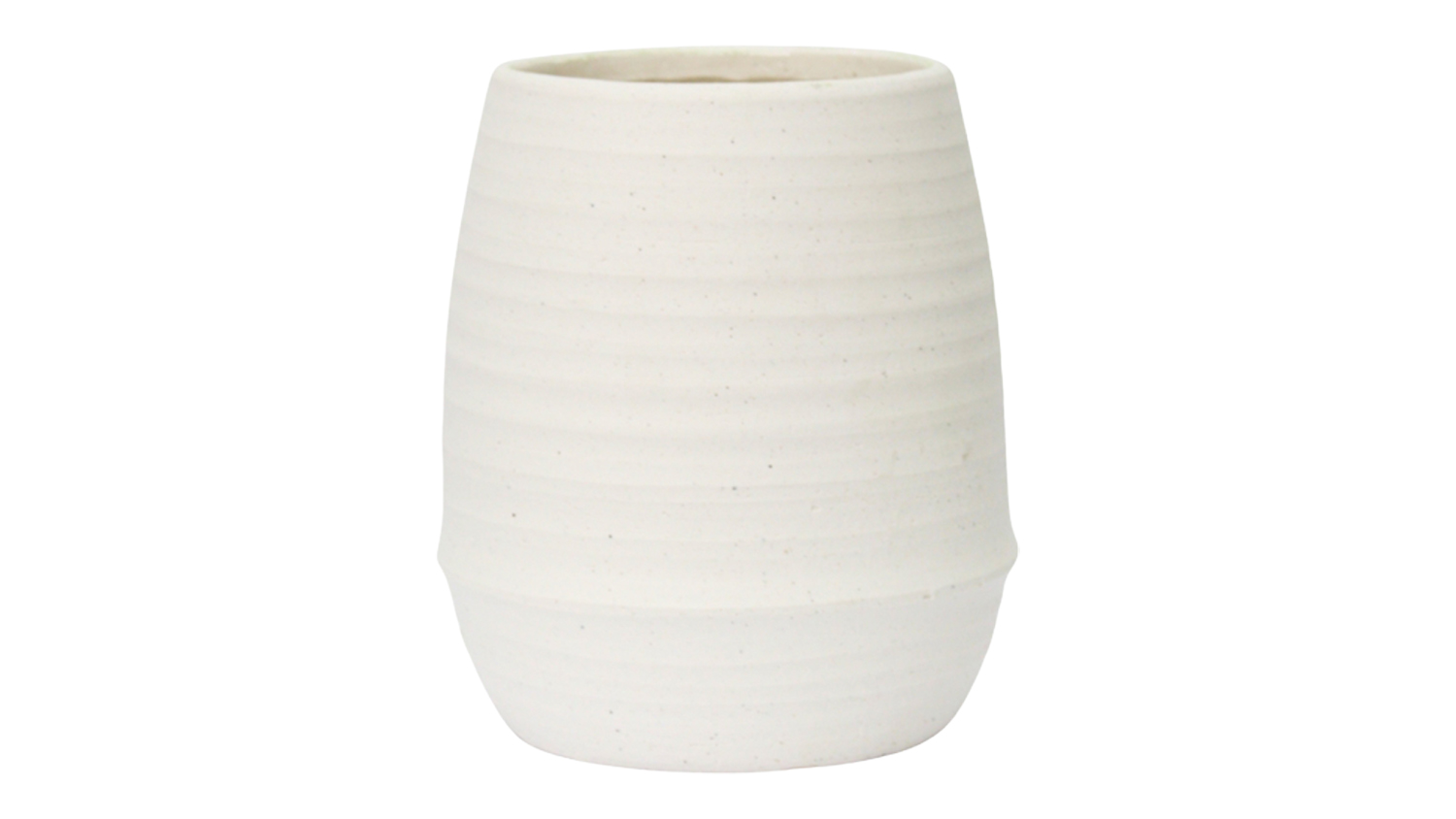 A medium-sized stoneware vase with a smooth chalk finish