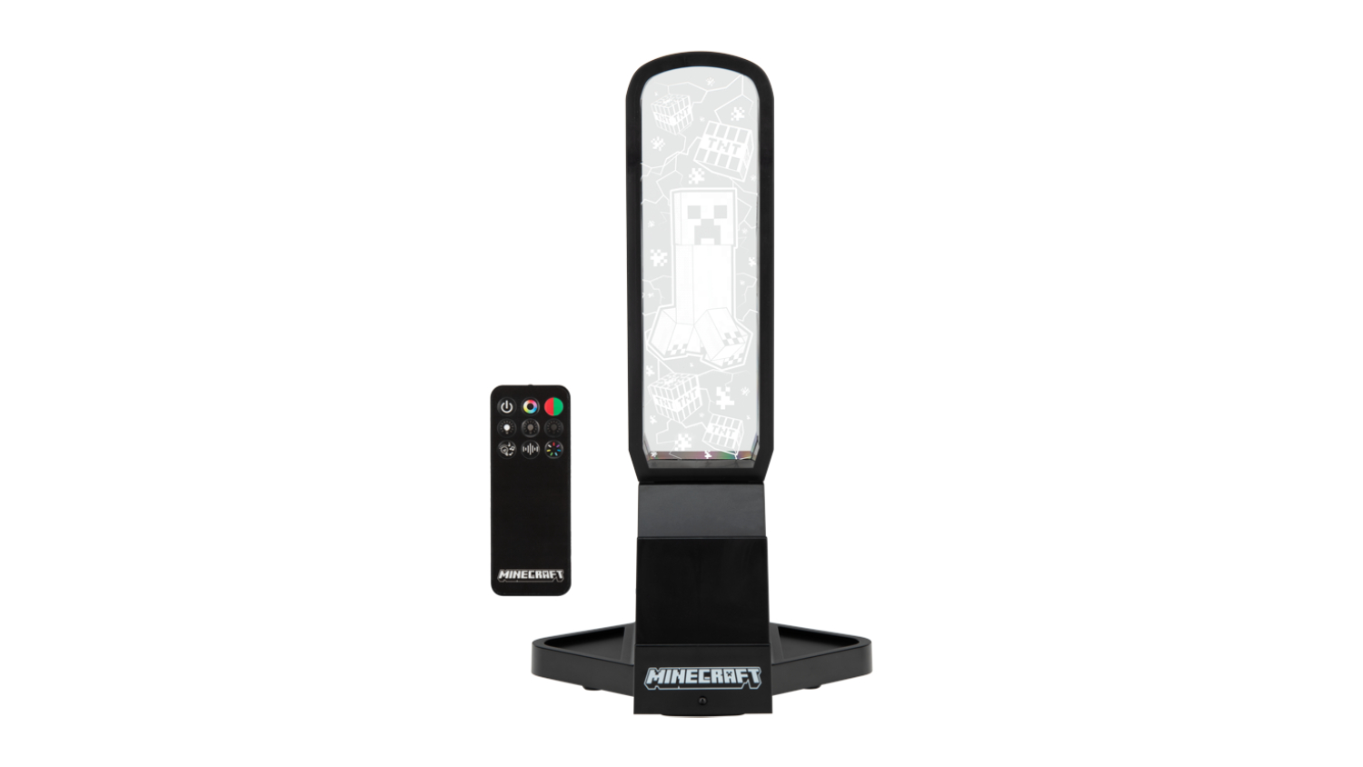 LED headphone stand with Minecraft Creeper design and remote for brightness and colour control