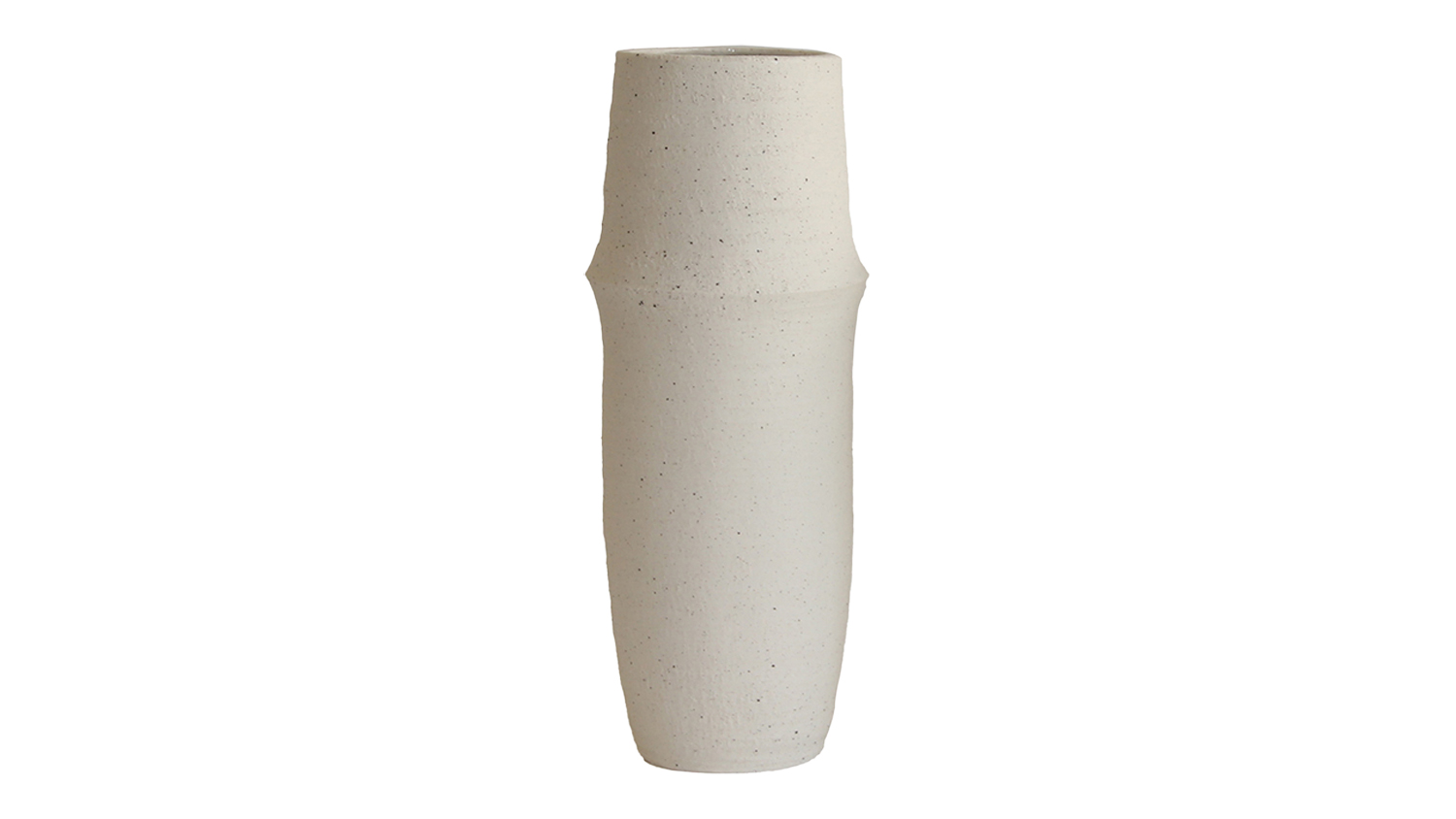 A large white stoneware vase with a smooth, slightly textured surface