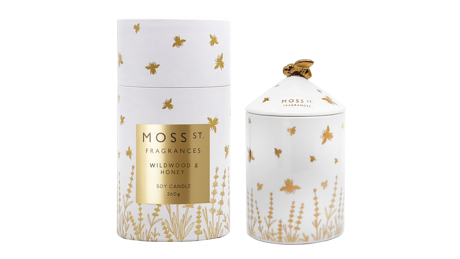 Moss St. 360g Ceramic Scented Soy Candle - Wildwood & Honey