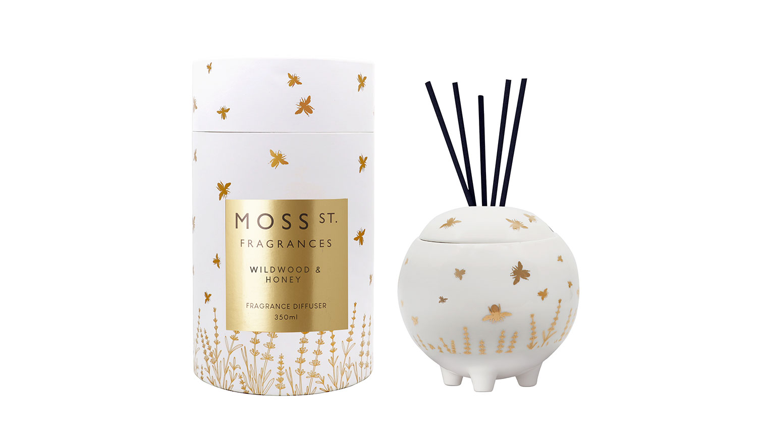 Moss St. 350ml Ceramic Reed Diffuser - Wildwood & Honey