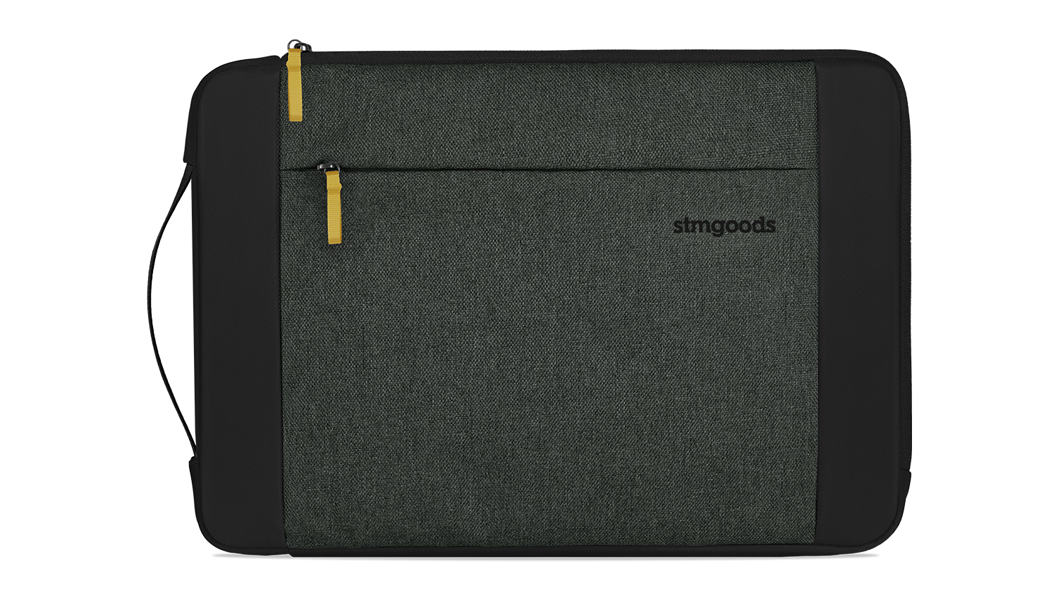 Front view of the STM Kin Sleeve, featuring a black slate design