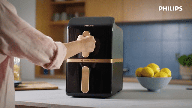 Philips 4000 Series Stacked Dual Basket 10L Air Fryer - Black/Copper (NA462/70)