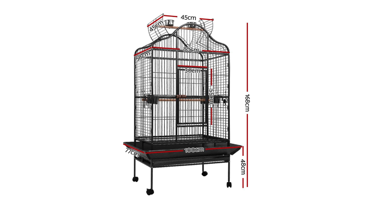 I.Pet Stainless Steel Large Travel Bird Cage - 168cm x 100cm x 77cm