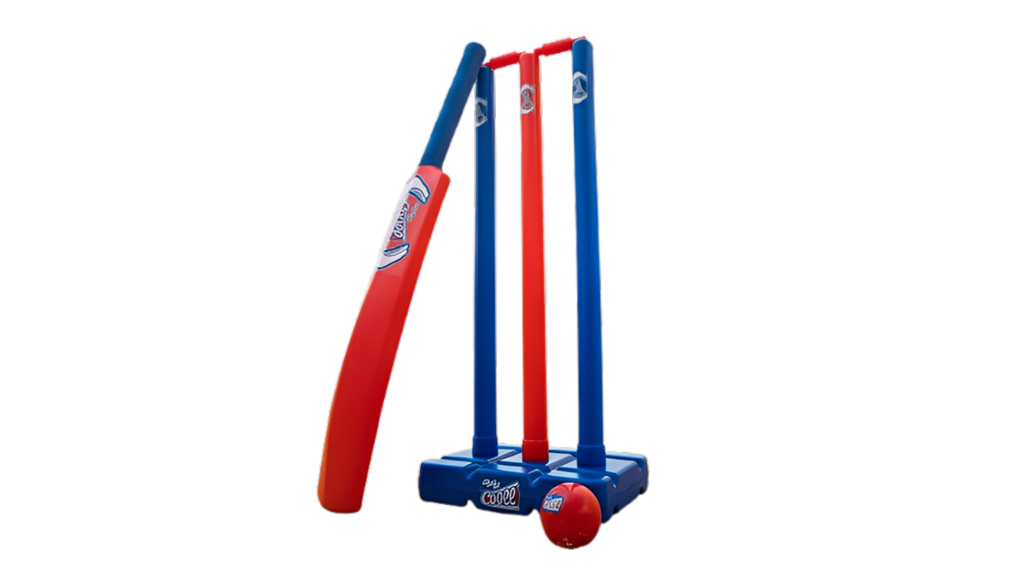 A left-angled view of the outdoor double cricket set