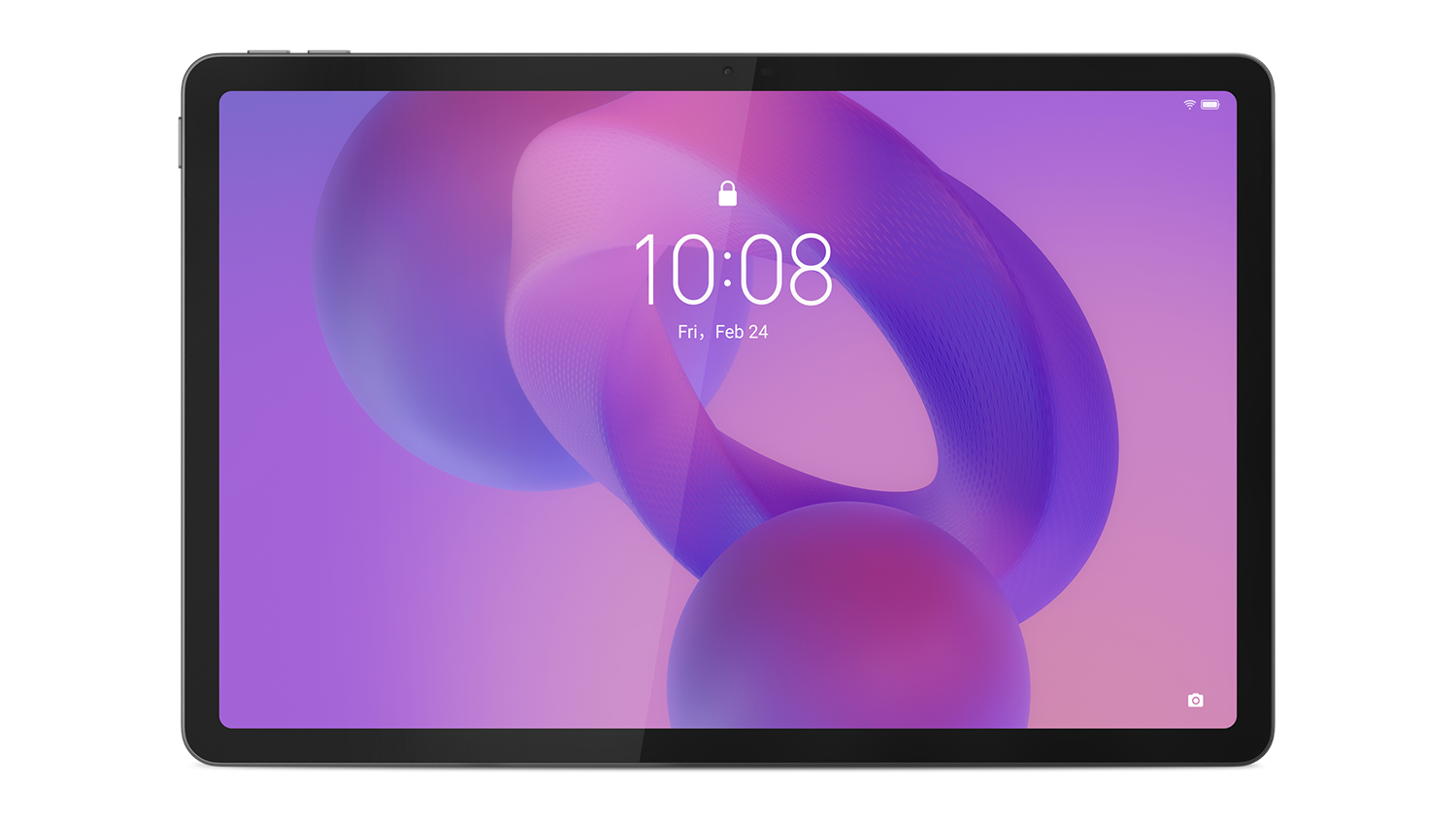 Front view of the Lenovo Tablet in sleek grey