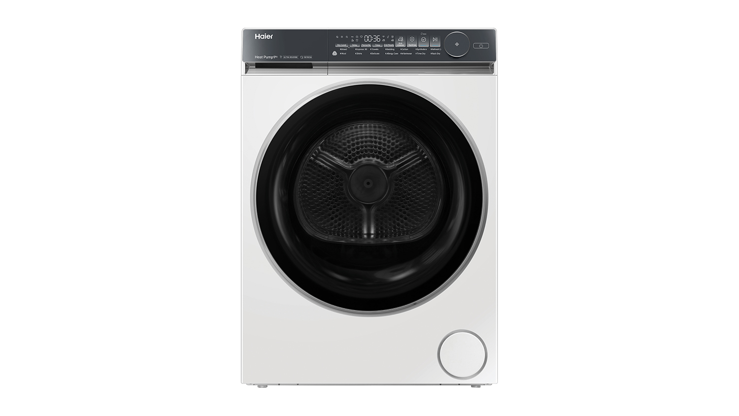 A Haier 9kg Heat Pump Smart Dryer in sleek white