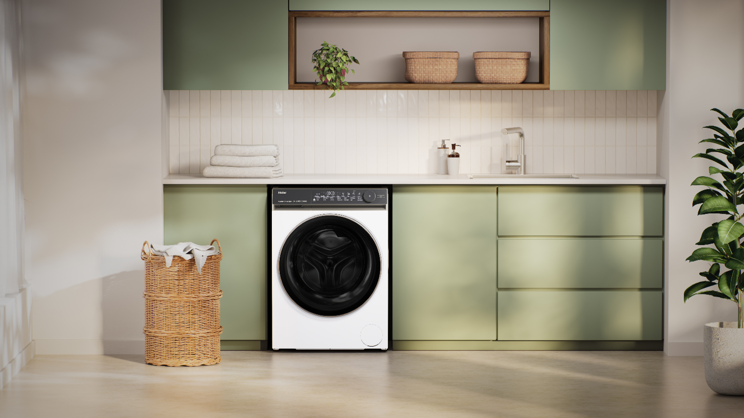 Haier 10kg Front Loader Smart Washing Machine - White (500 Series/ HWF10NW1)