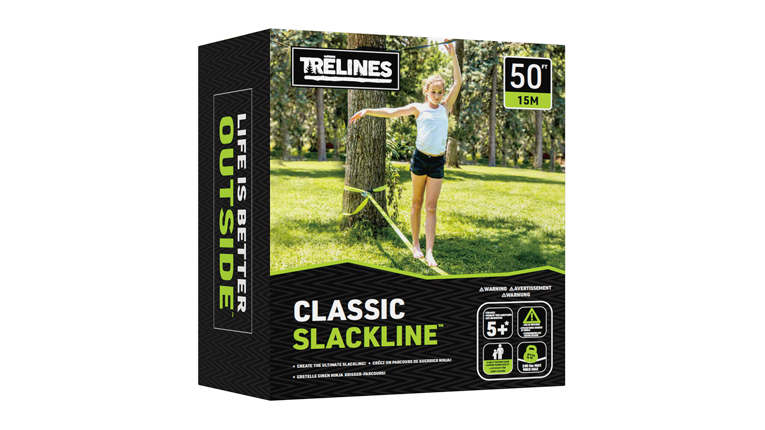 A box packaging of the Trelines Classic Outdoor Slackline 15m