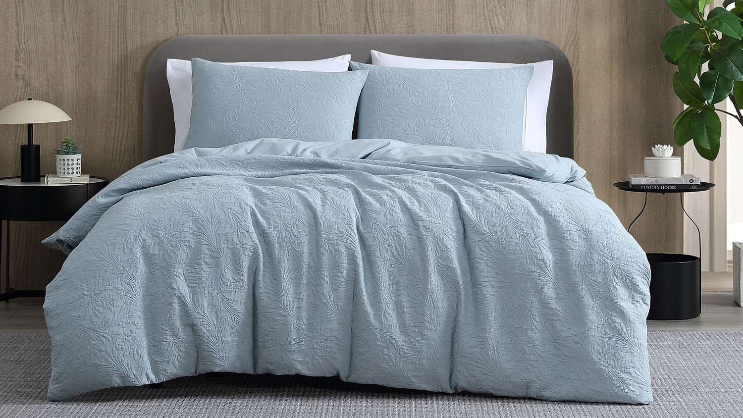 Kew Chambray Blue Duvet Cover Set by L'Avenue