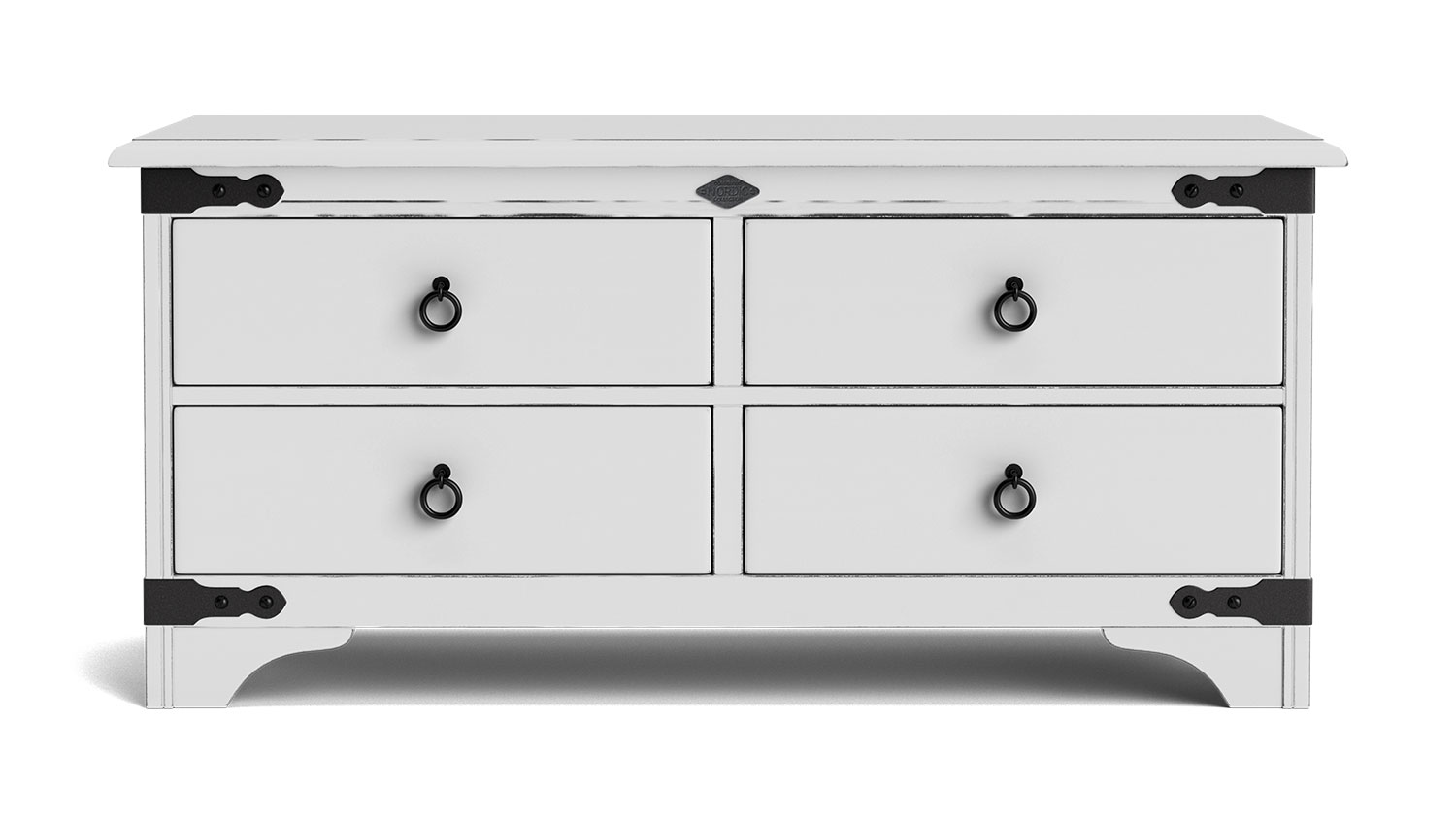 Nordic 4 Drawer Chest, NZ-made bedroom drawers crafted from NZ pine, stylish and durable wooded furniture - Aged White Paint