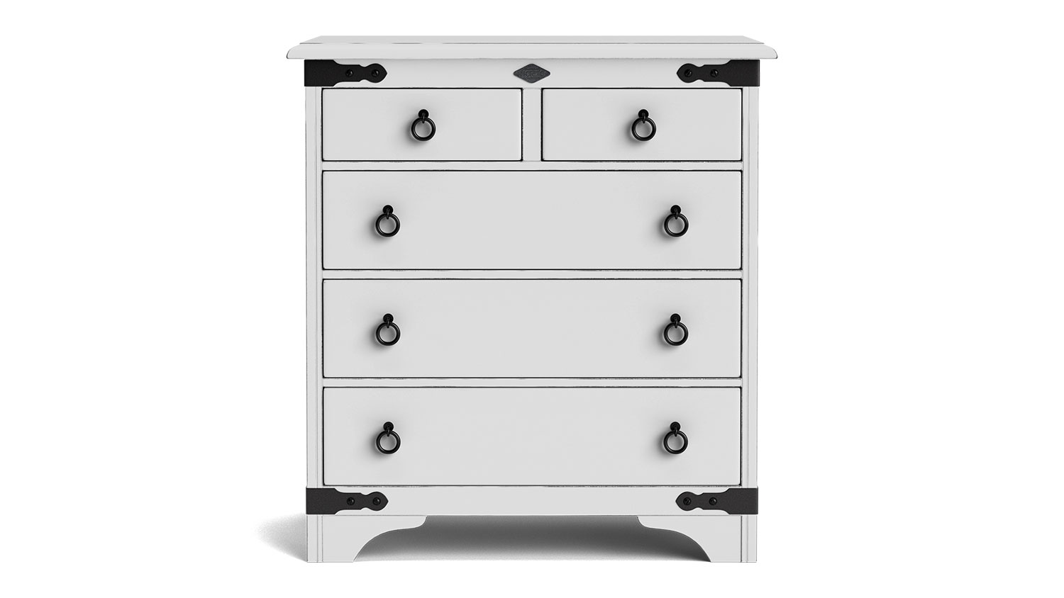 Nordic 5 Drawer Lowboy, NZ-made bedroom drawers crafted from NZ pine, stylish and durable wooded furniture - Aged White Paint