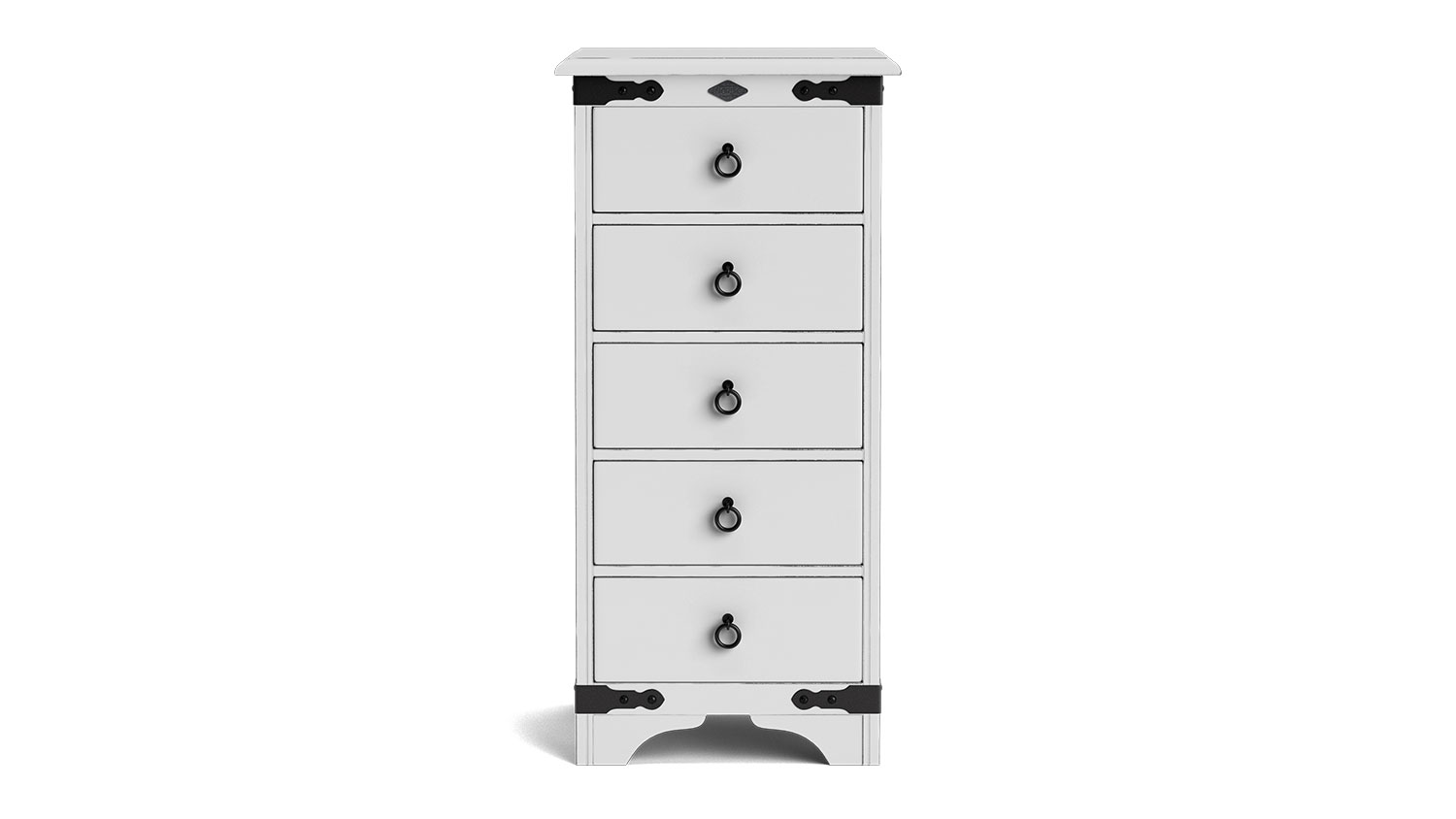 Nordic 5 Drawer Tallboy, NZ-made bedroom drawers crafted from NZ pine, stylish and durable wooded furniture – Aged White Paint