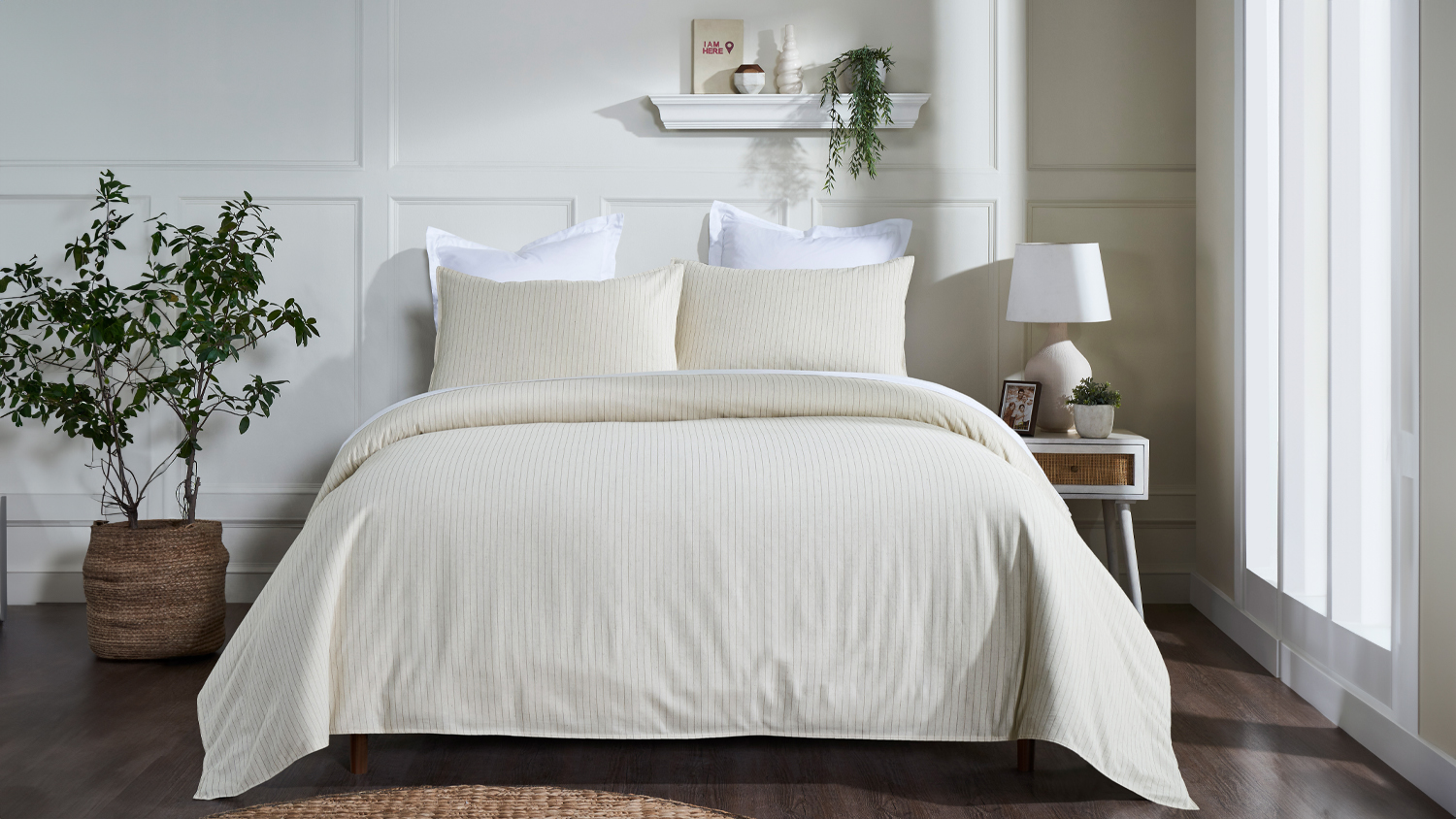 St Ives Natural Duvet Cover Set by L'Avenue - Super King AU